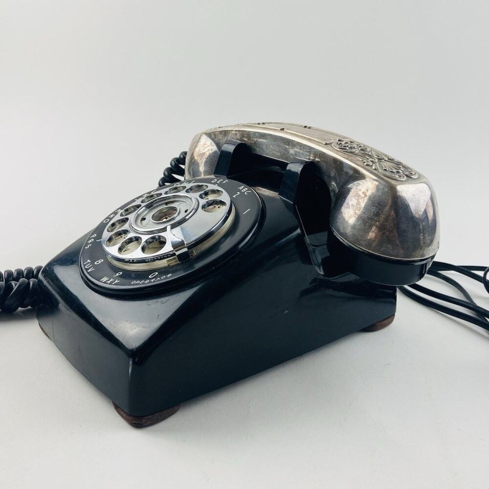 Vintage Bell System Phone Western Electric Rotary Dial Silver Primrose Brass Han